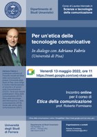 2021/22 – Invito: Lezione del prof. Adriano FABRIS (Università di Pisa)