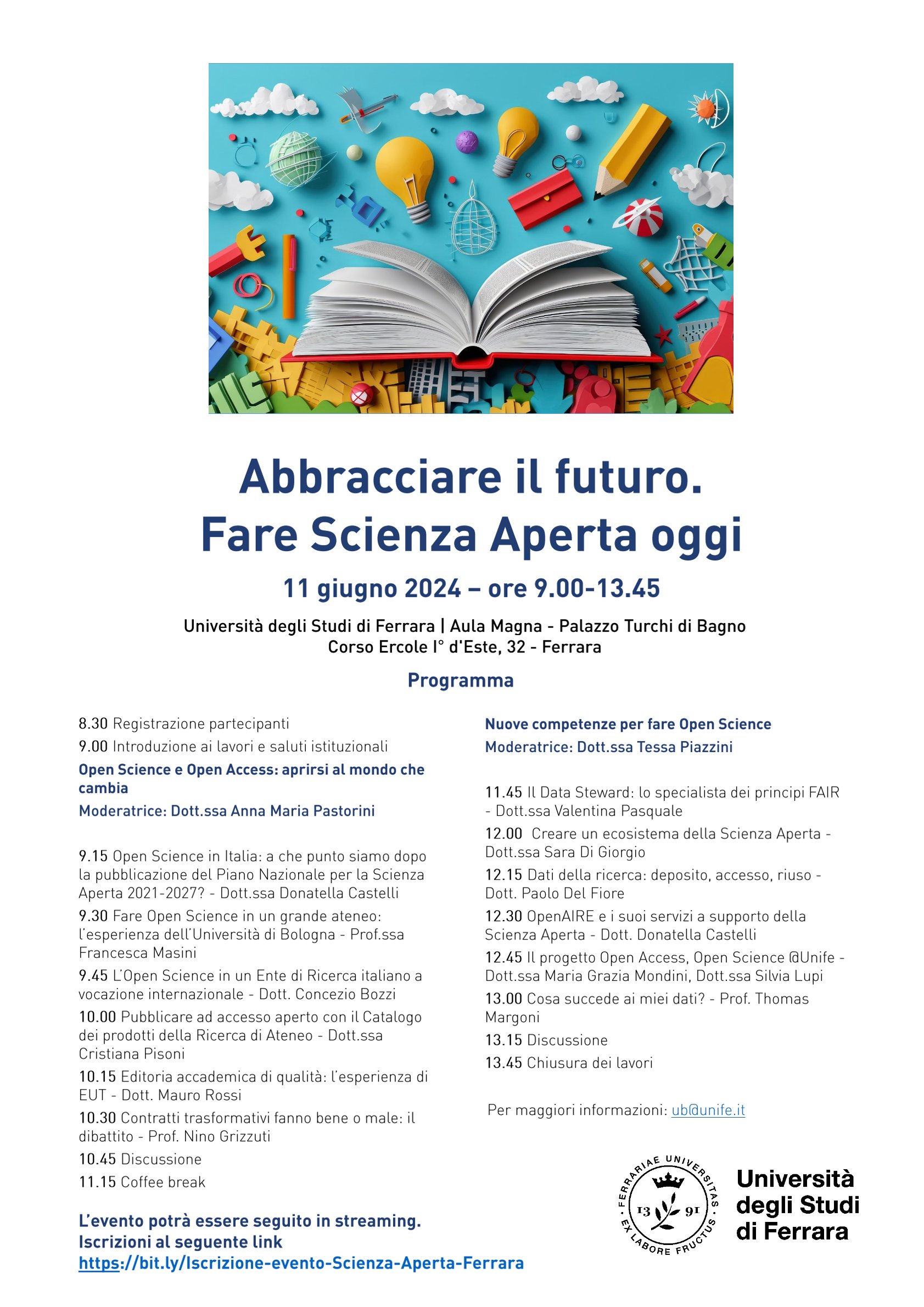 11/06/2024 | "Abbracciare il futuro. Fare Scienza Aperta oggi" | Attività multidisciplinare con credito