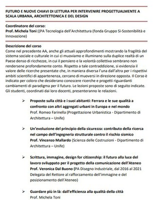 FUTURO E NUOVE CHIAVI DI LETTURA PER INTERVENIRE PROGETTUALMENTE A SCALA URBANA, ARCHITETTONICA E DEL DESIGN